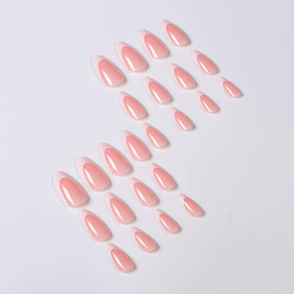 Artificial nail set with elegant French design and gloss effect Stornfield