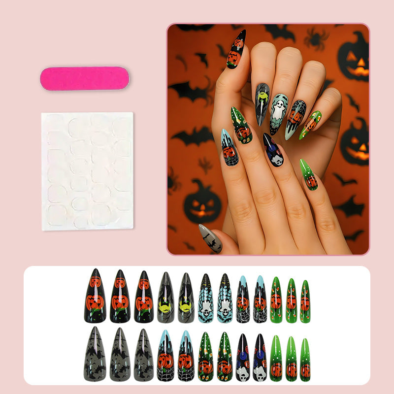Halloween Nail Art Set with Spooky Motifs and Creative Designs Stornfield