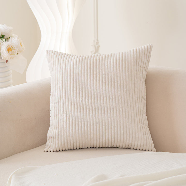 Ribbed Plush Corduroy Square Accent Cushion Cover with Hidden Zipper