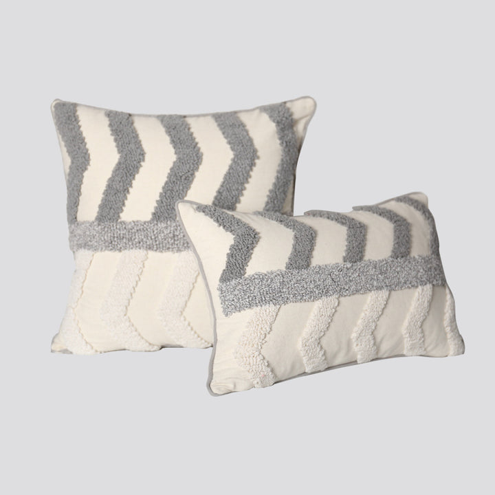 Decorative Tassel Embroidered Lumbar and Square Pillow Set