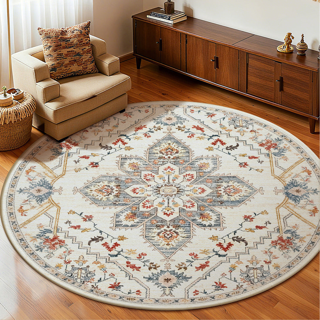 Vintage-Inspired Round Area Rug