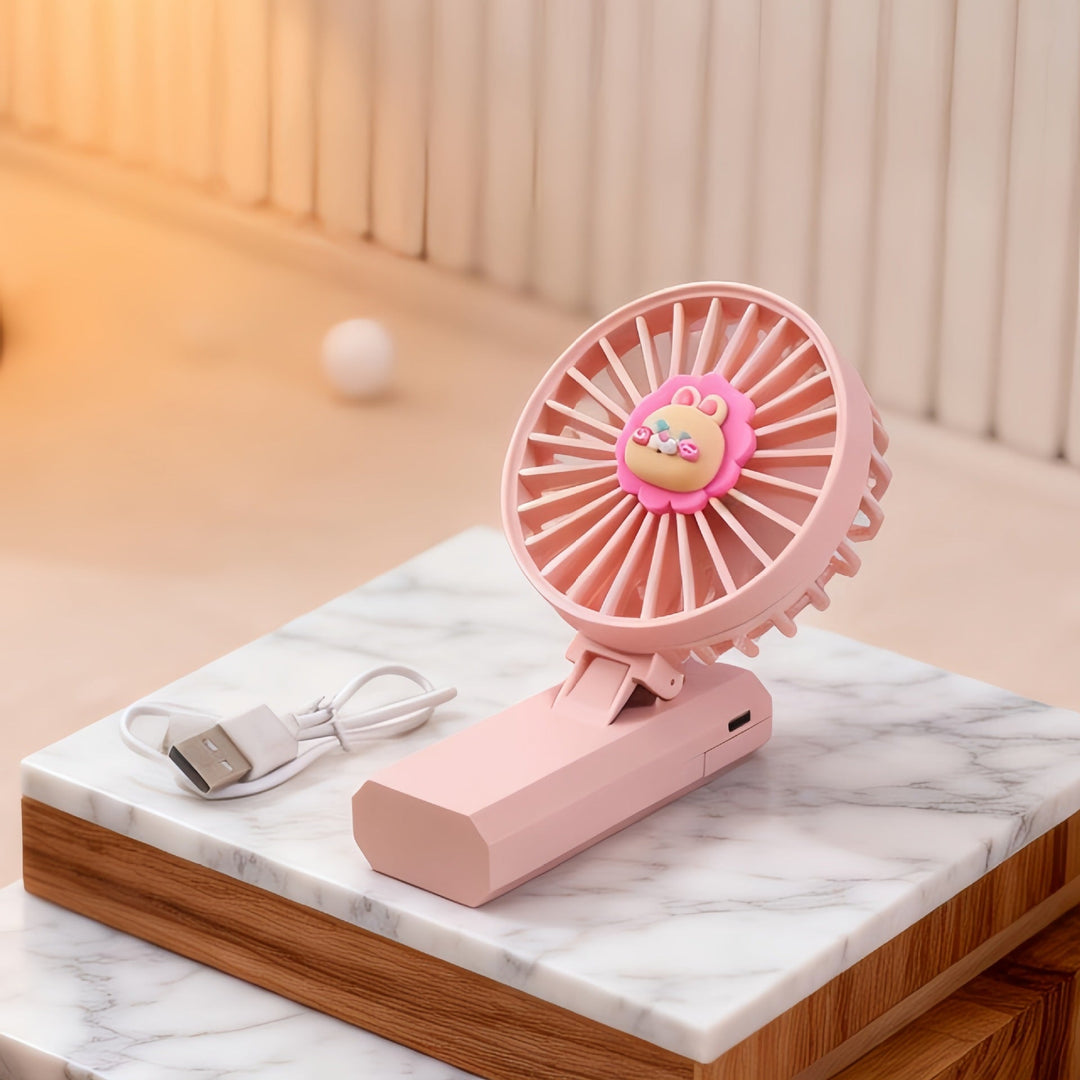 Women's Portable Mini Handheld Fan with Cute Lion Design Stornfield