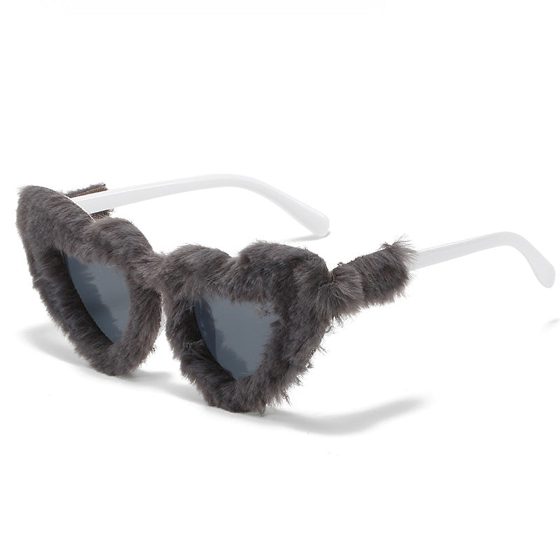 Heart-Shaped Faux Fur Frame Sunglasses Stornfield
