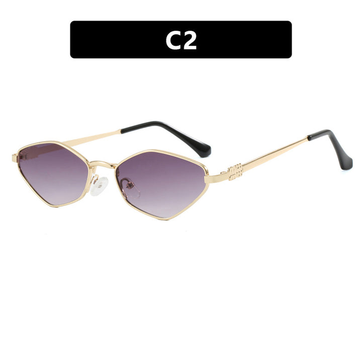 Women's geometric sunglasses with glossy metal frame and polarized lenses Stornfield