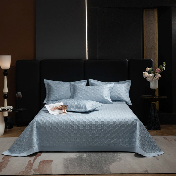 Quilted Jacquard Satin-Feel Bedspread Set with Matching Pillow Shams