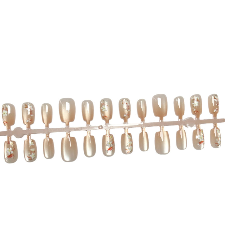 Floral-Designed Press-On Nail Art Set