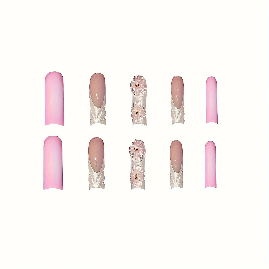 Artistic Floral Press-On Nail Extensions Stornfield