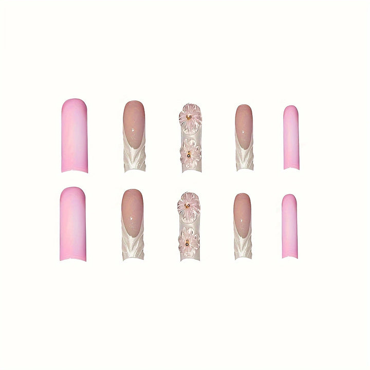 Artistic Floral Press-On Nail Extensions Stornfield
