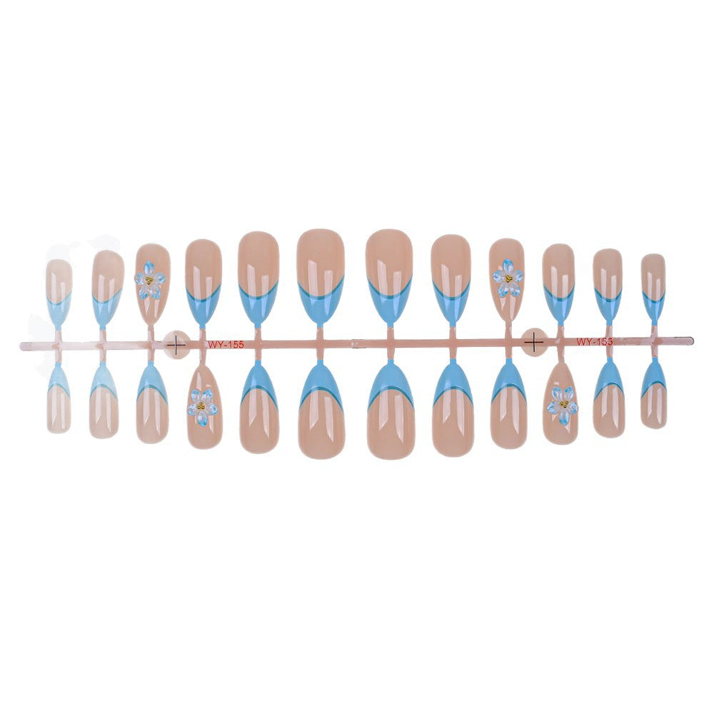 Artistic Press-On Nail Kit with Floral Accents Stornfield