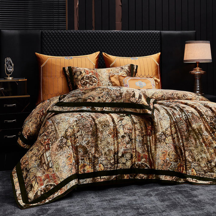 Luxury Embroidered Velvet Floral Duvet Cover Set