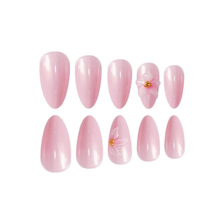 Floral-Decorated Stiletto Press-On Nail Art Stornfield