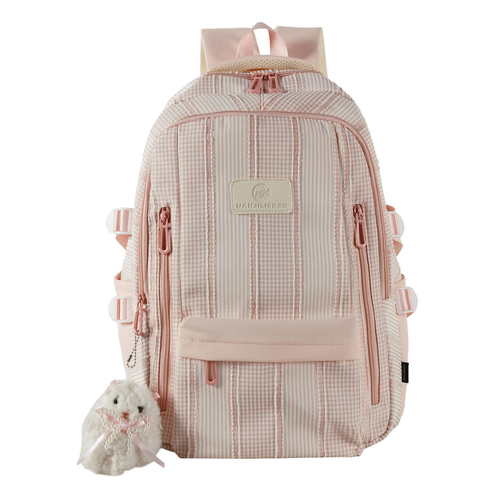 Striped Backpack with Keychain Charm Stornfield