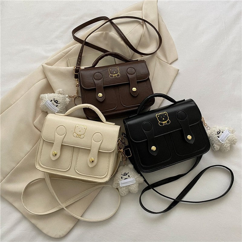 Cute Cartoon-Embellished Mini Satchel