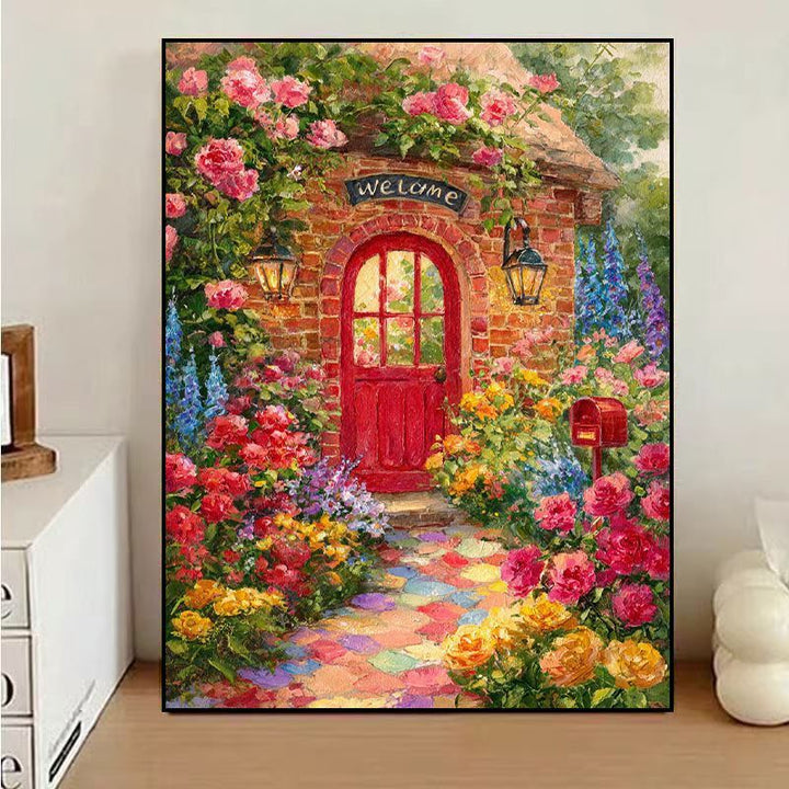 Charming Floral Welcome Canvas Art Stornfield