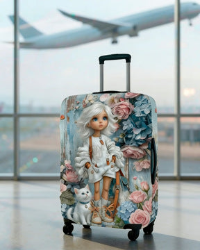 Unisex expandable suitcase cover with cat pattern, elastic protective material and zipper Stornfield