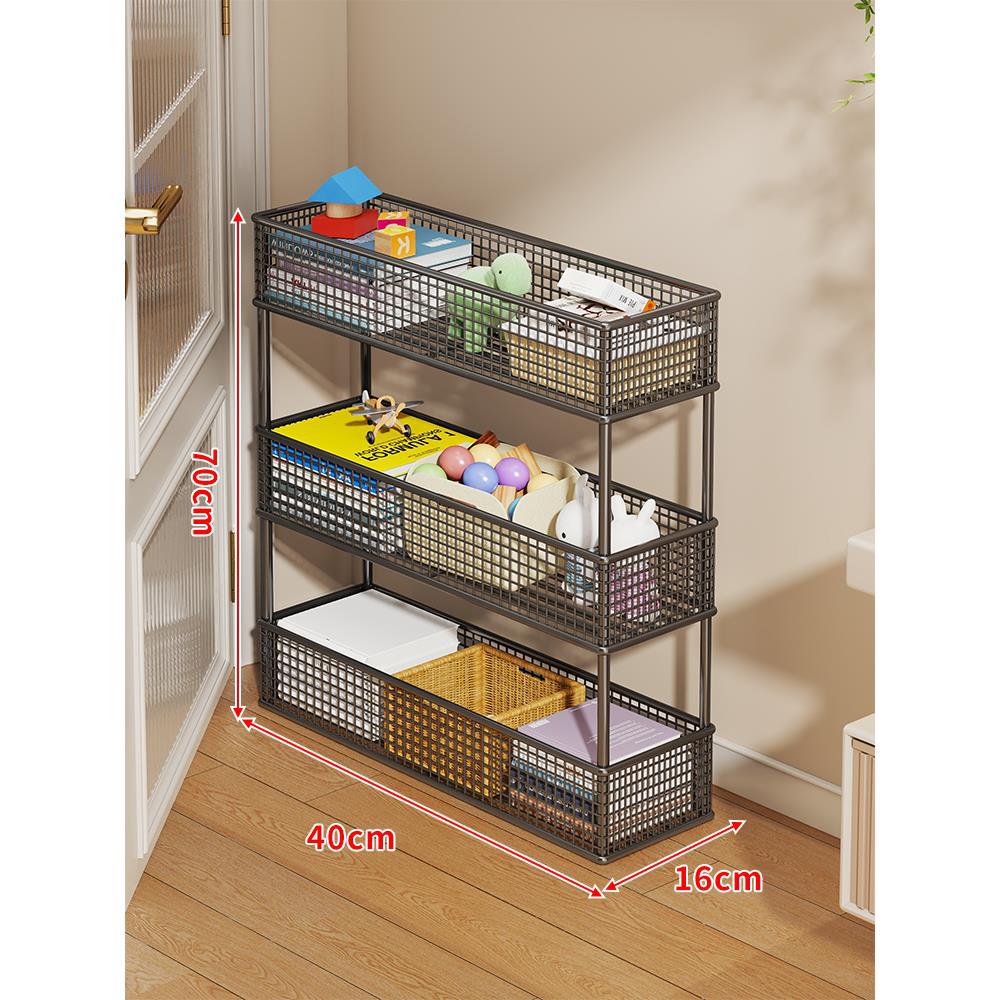 Slim Vertical Mesh Basket Organizer Rack for Narrow Spaces