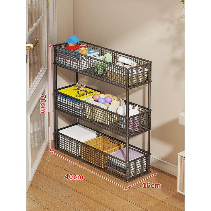 Slim Vertical Mesh Basket Organizer Rack for Narrow Spaces