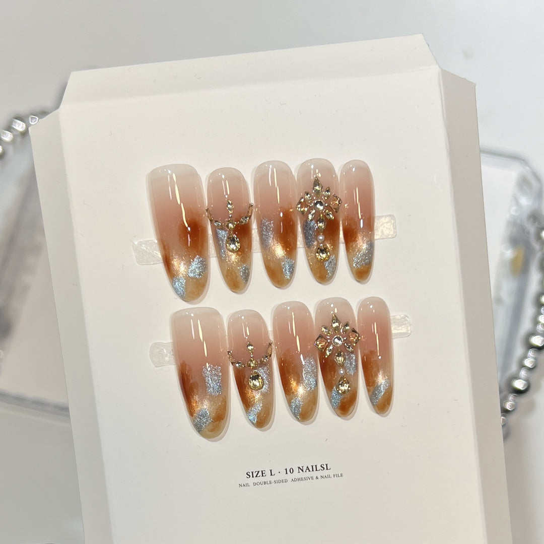 Decorative Stiletto Press-On Nail Set with Floral Designs Stornfield