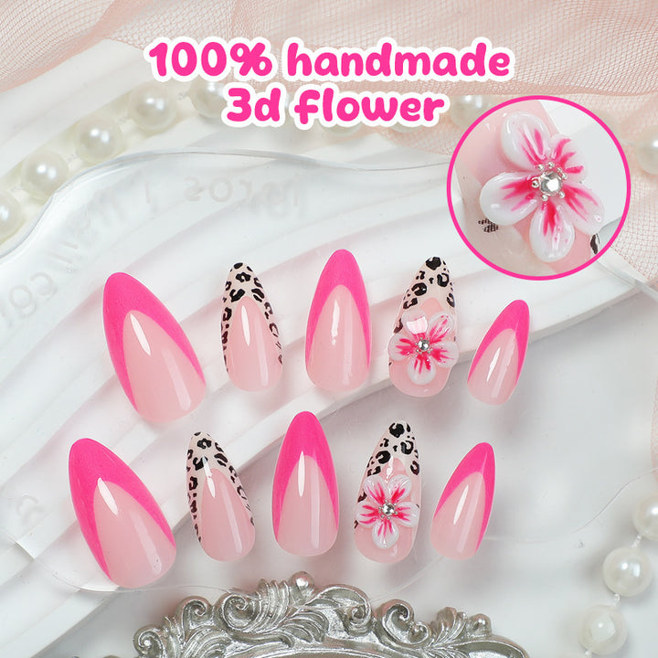 Creative nail art set with floral leopard design Stornfield