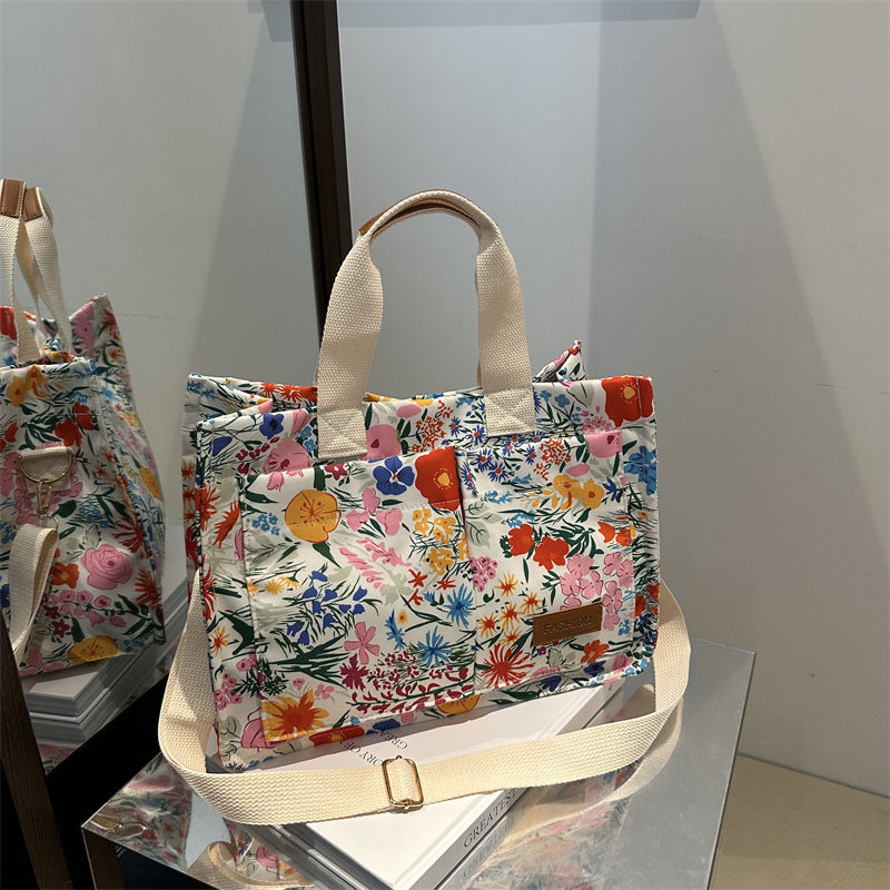 Floral Printed Canvas Tote