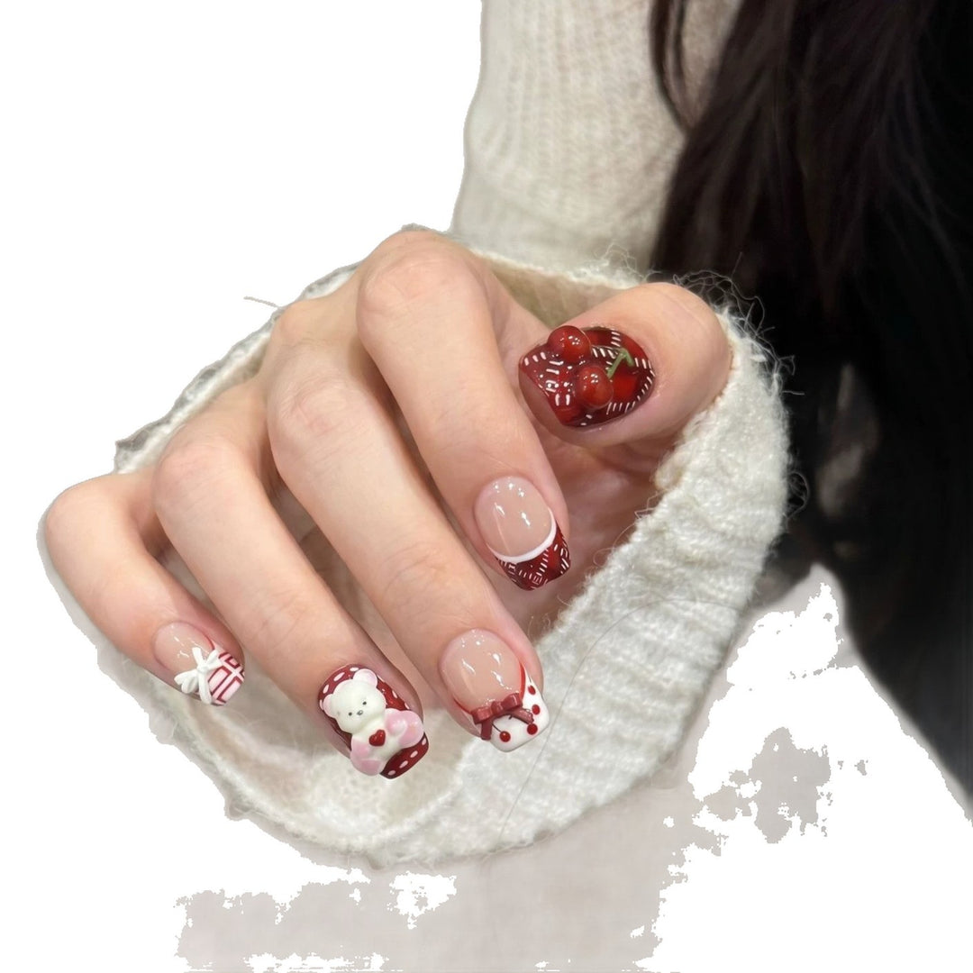 Whimsical Dessert-Themed Press-On Nail Art Set Stornfield