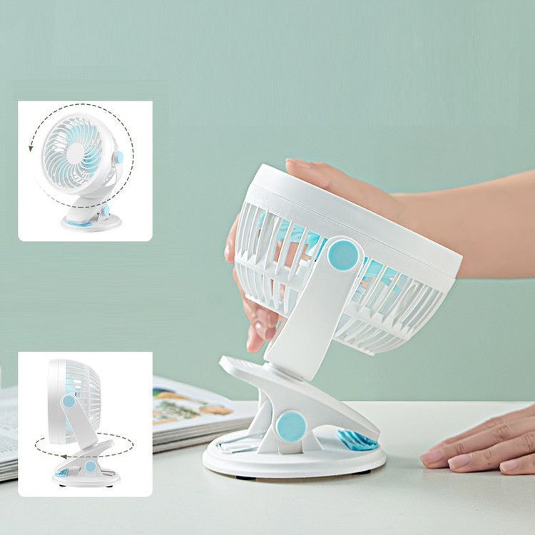 Unisex portable table fan with rechargeable battery and clip mount tiltable fan head Stornfield