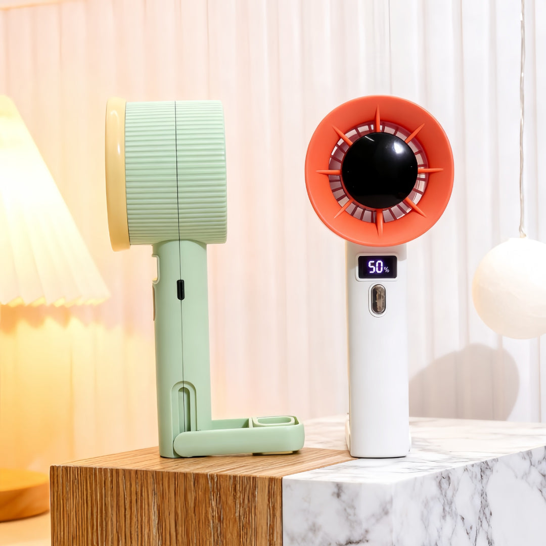 Women's portable handheld fan with LED display and USB connection Stornfield