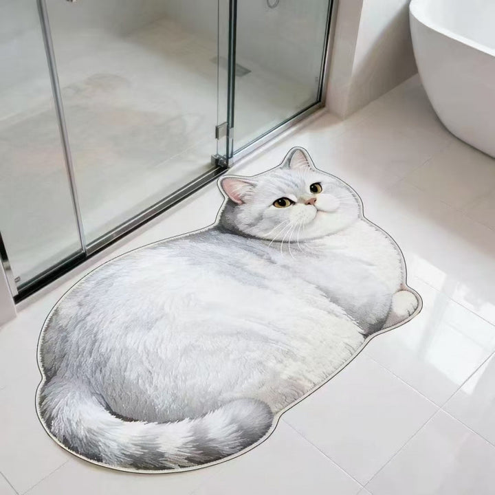Cat-Shaped Plush Bath Mat