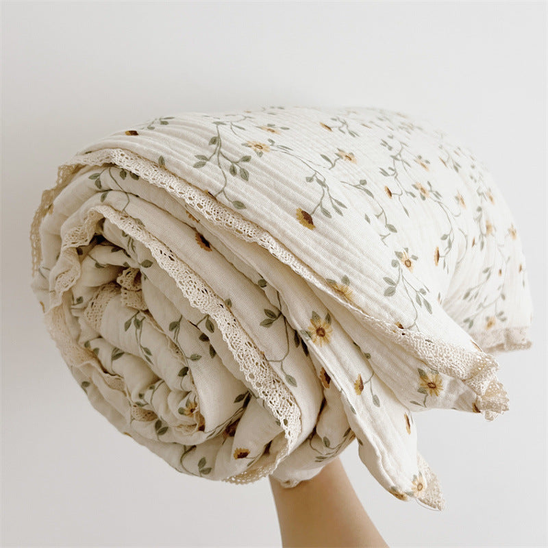 Unisex Breathable Muslin Blanket with Floral Ruffle Design Stornfield