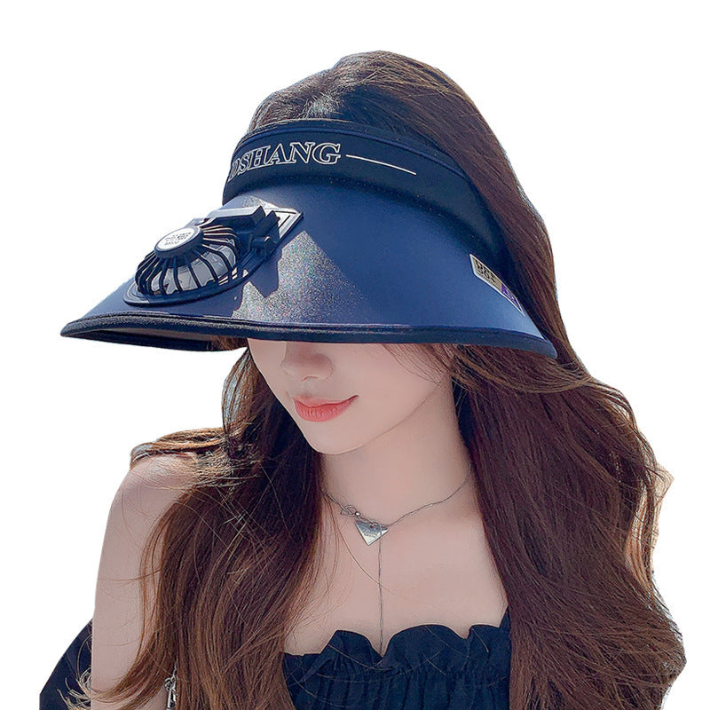 Breathable sun visor for with integrated, quietly running fan and adjustable headband Stornfield