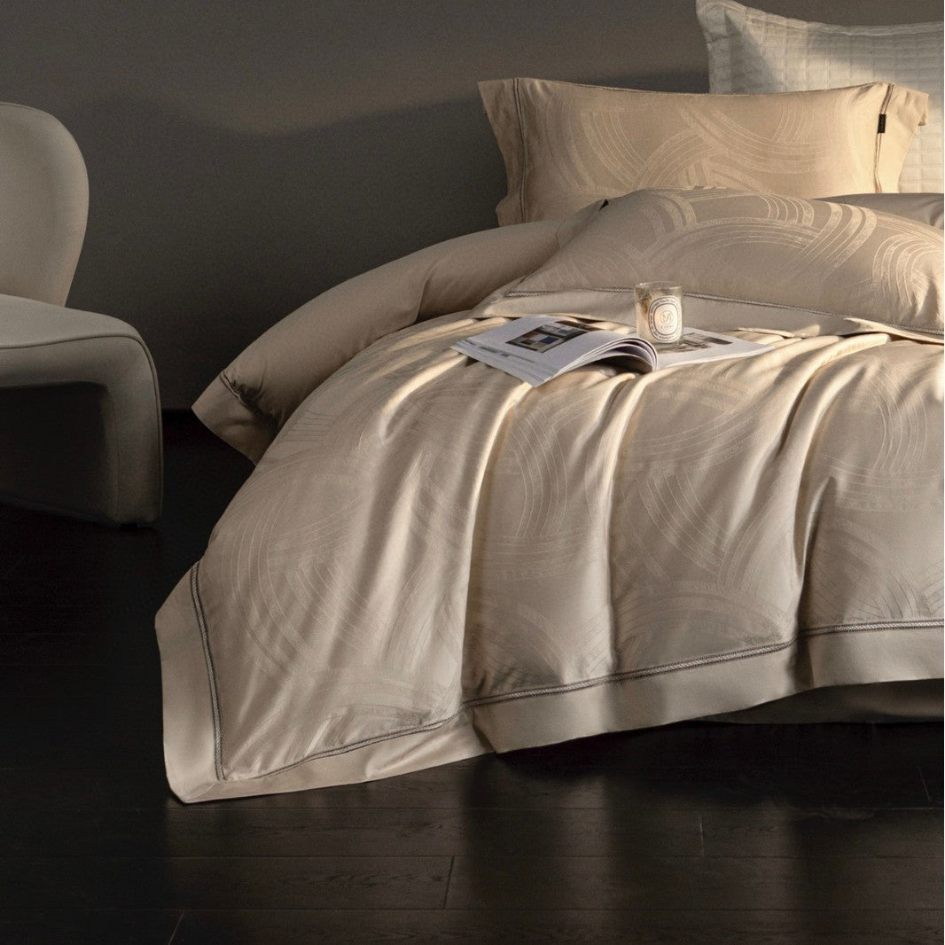 Luxury Jacquard Duvet Cover Set with Quilted Shams & Decorative Cushions