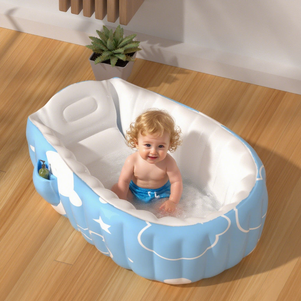 Unisex Inflatable Comfort Bathtub with Side Shelves Stornfield