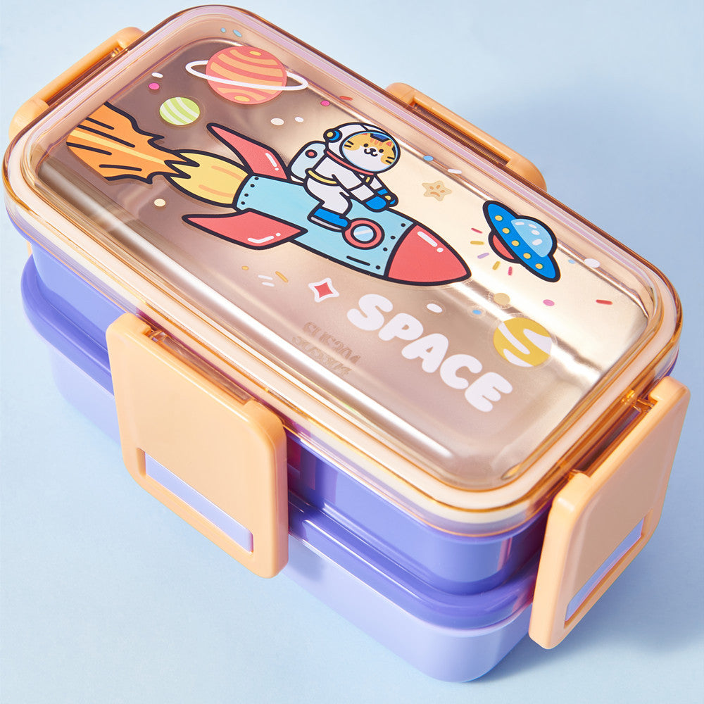 Space-Themed Multi-Compartment Bento Lunch Box
