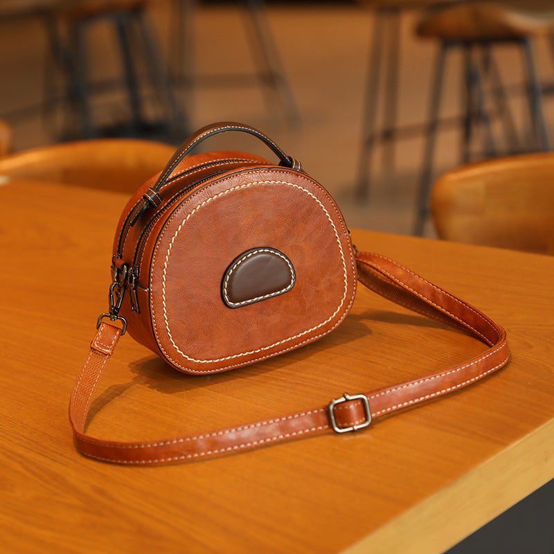 Vintage-Inspired Round Crossbody Bag
