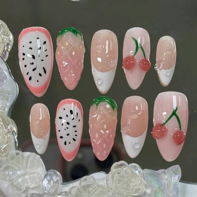Artistic Floral and Star-Embellished Press-On Nail Set Stornfield