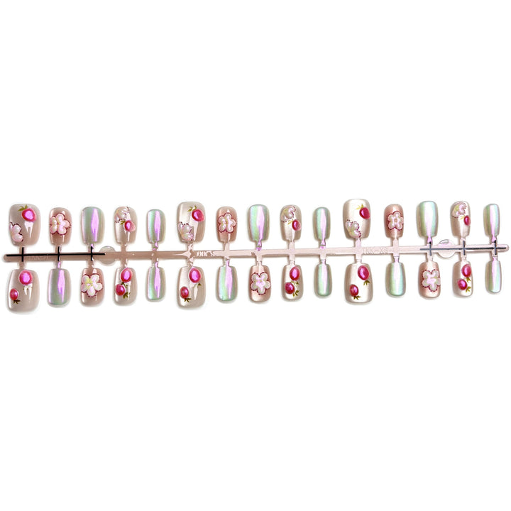 Floral Printed Press-On Nail Set