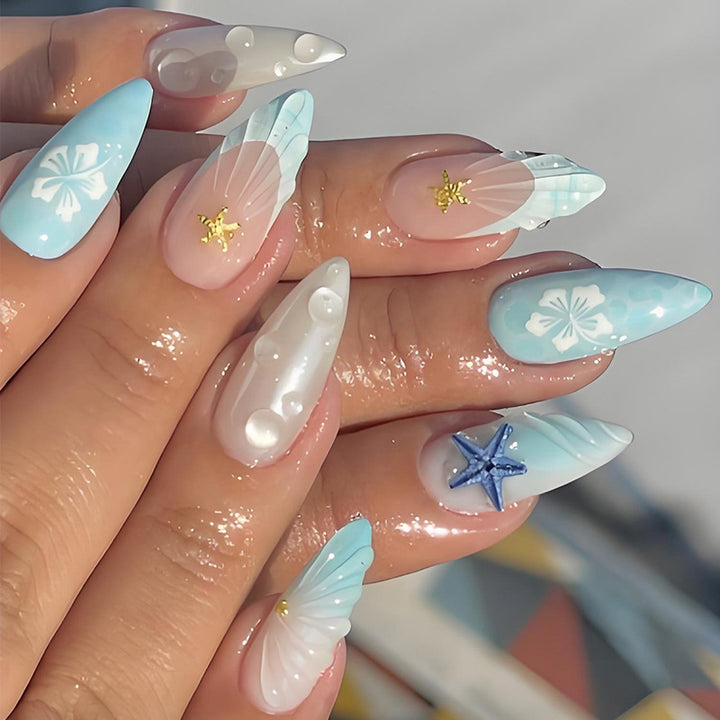 Artificial nail set with spooky clown motifs and extravagant accents Stornfield