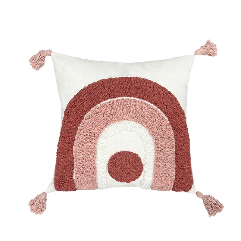 Decorative cushion with colorful rainbow pattern