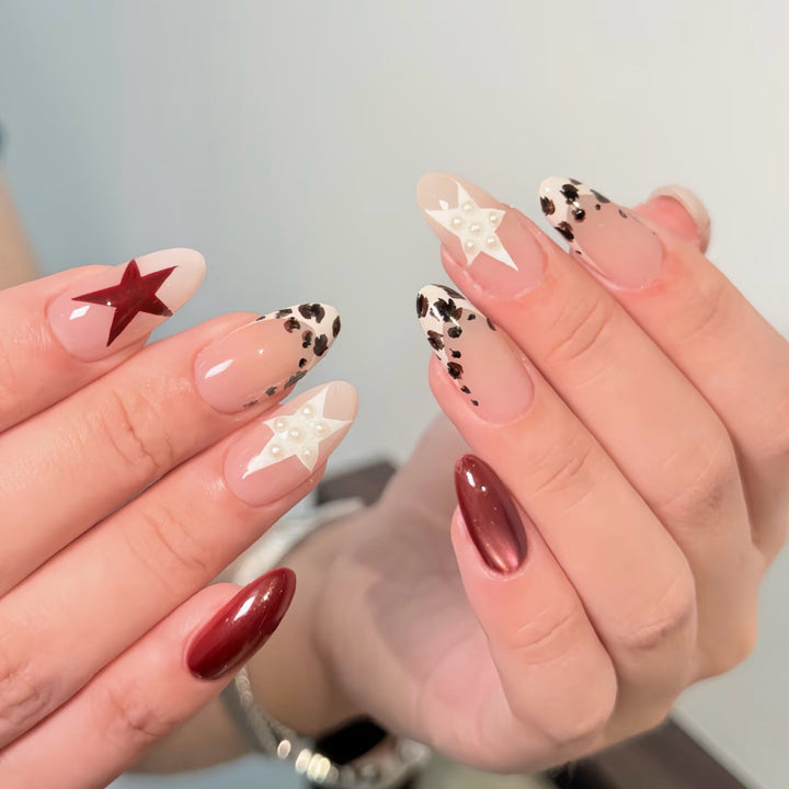 Stylish Press-On Nail Set with Artistic Designs