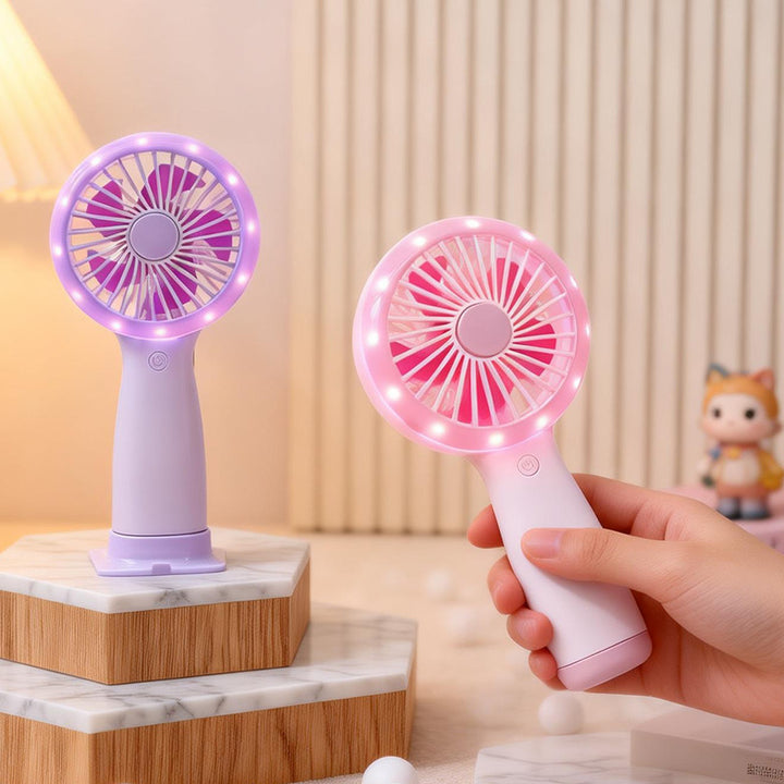 Women Portable Hand Fan with LED Light and USB Connection Stornfield
