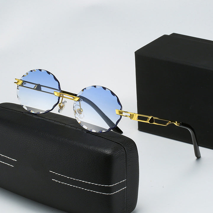 Ladies round sunglasses with unique wave design and high-quality metal frame Stornfield