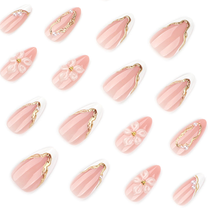 Artful Nail Extensions with Elegant Blooming Accents Stornfield