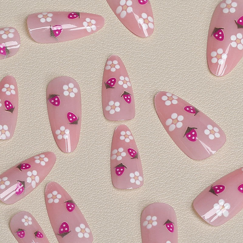 Floral Accent Press-On Nail Tips