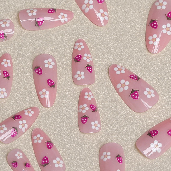 Floral Accent Press-On Nail Tips