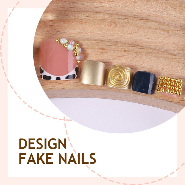 Artificial nail set with elegant embellishments and stylish patterns Stornfield
