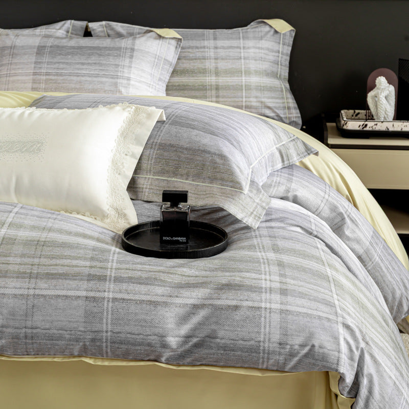 Luxurious cotton satin duvet cover set with watercolor flower pattern