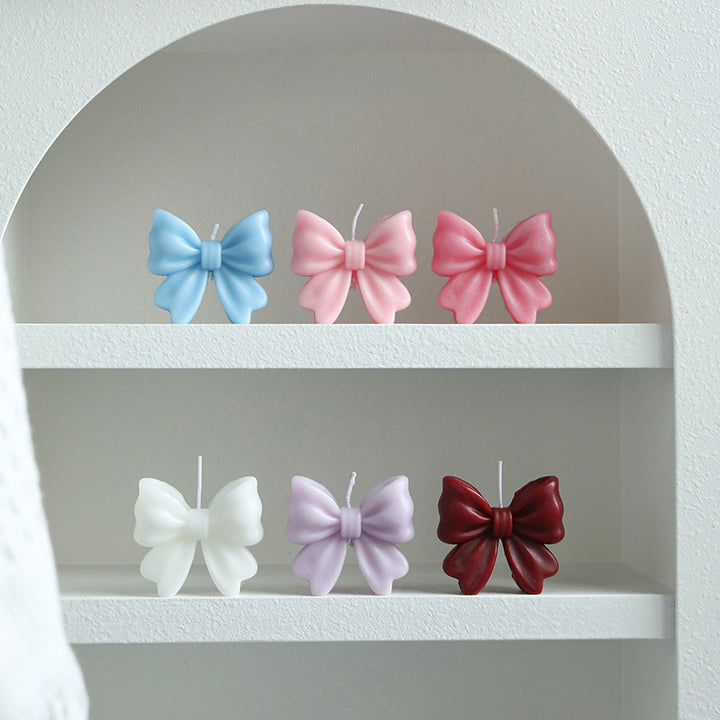 Decorative Bow-Shaped Hand-Poured Soy Wax Candle for Tabletop Centerpiece