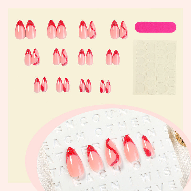 Acrylic nail set with modern tips and glitter accents Stornfield