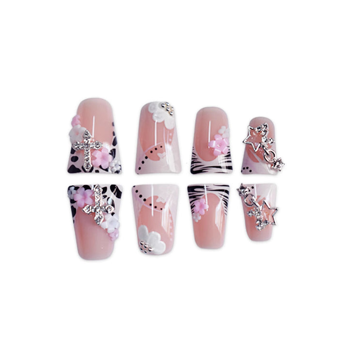Artistic 3D Floral Press-On Nails Stornfield