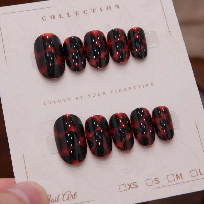 Artistic Dual-Pattern Press-On Nail Enhancements